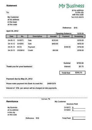 statement of account sample and template statement of payment template
