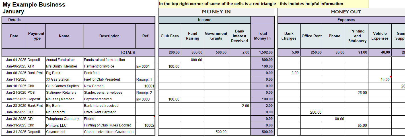 excel cash book for