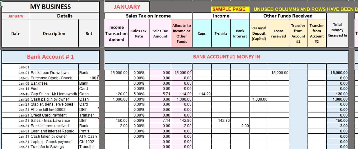 Free Excel Bookkeeping Templates