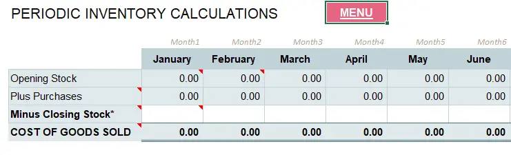 Cashbook in Excel Periodic Inventory