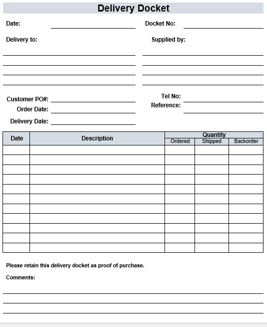Free Delivery Docket Template