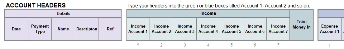 Excel Cashbook Headers