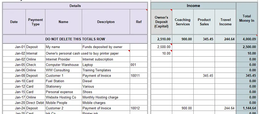 Excel Cashbook Example Business