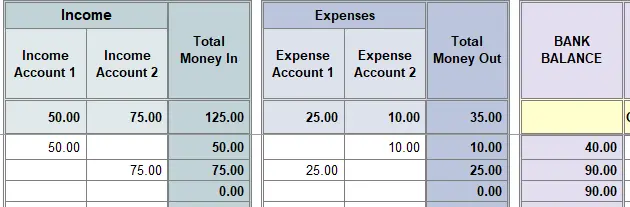 Excel Cashbook Total Money In and Out