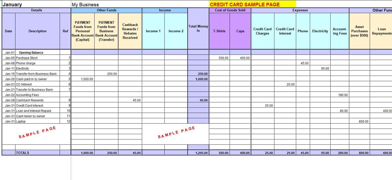 Free Excel Bookkeeping Templates Intended For Bookkeeping Templates For Small Business Excel