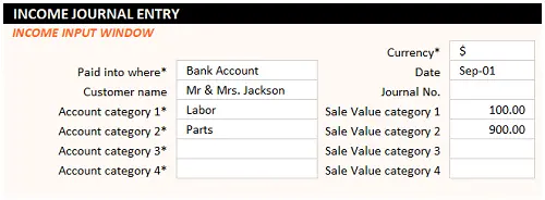 Income Input Journal Entry Example M