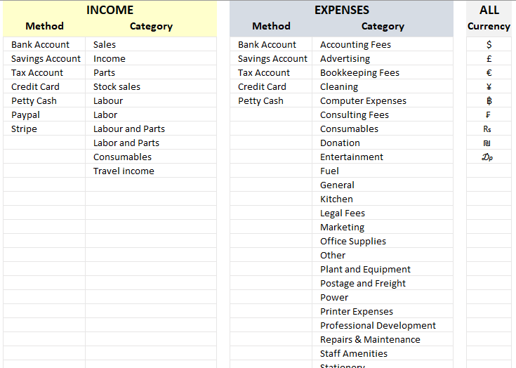 ledger excel template