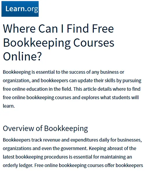 Online Bookkeeping Courses Learn.Org