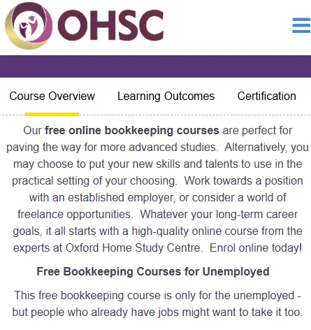 OHSC Free Bookkeeping Course