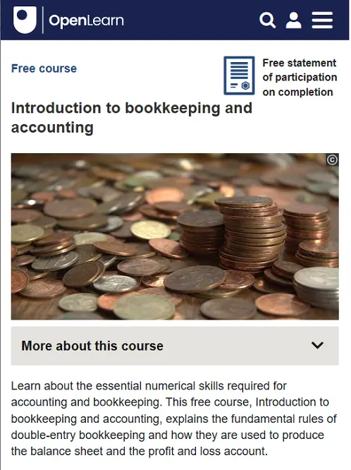 Open Learn Free Bookkeeping Course