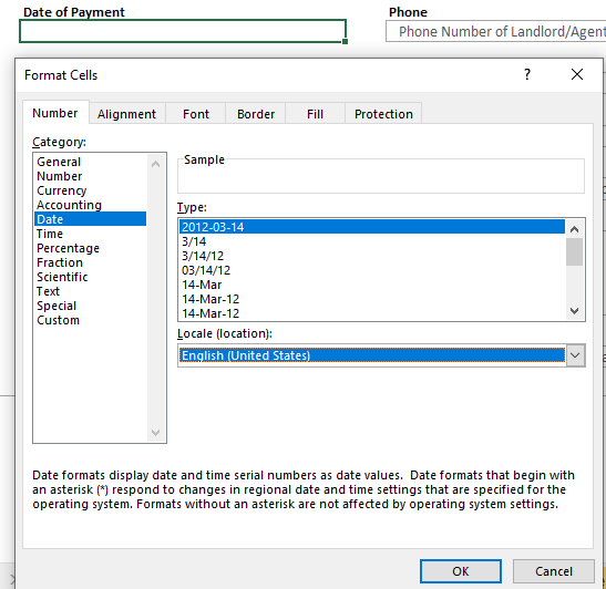 Rent Receipt Template Date Format
