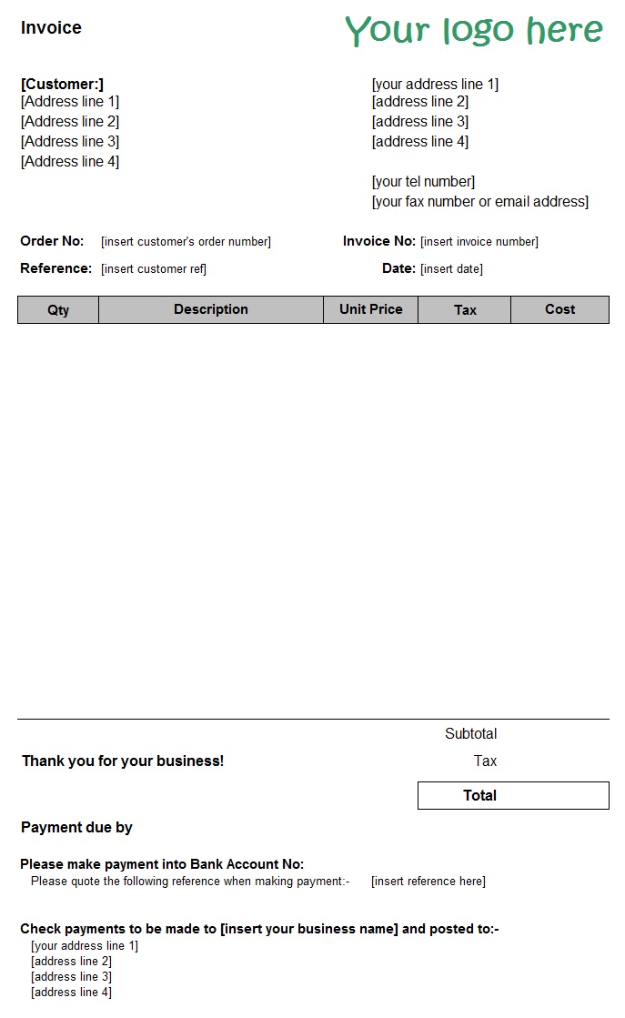 sales invoice template