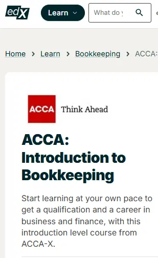 edX Introduction to Bookkeeping Course